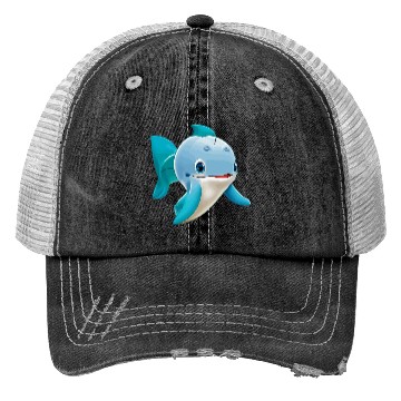 Discover cute Dolphin cartoon Trucker Hats