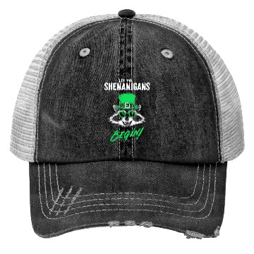 Discover Let The Shenanigans Begin! Raccoon Irish Trucker Hats