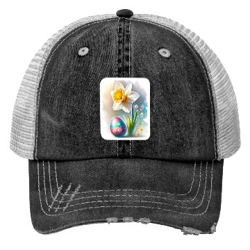 Discover A Beautiful Daffodil With an Easter Egg Trucker Hats