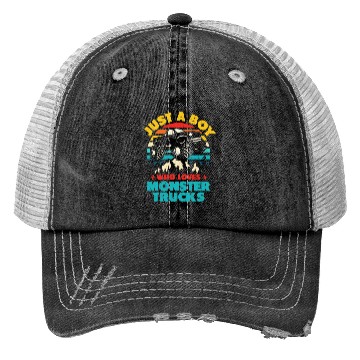 Discover Just A Boy Who Loves Monster Trucks Toddler Kids Trucker Hats
