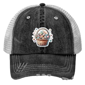 Discover Cute Easter Egg Basket Soft Pastel Color Trucker Hats