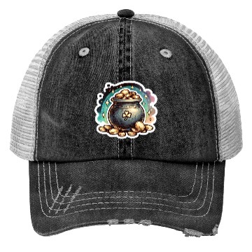 Discover Saint Patrick's Day Sparkly Pot of Gold Trucker Hats