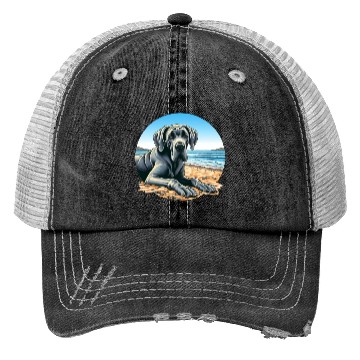 Discover Great Dane On The Beach Drawing Trucker Hats