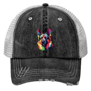 Discover Watercolor Colorful German Shepherd Trucker Hats