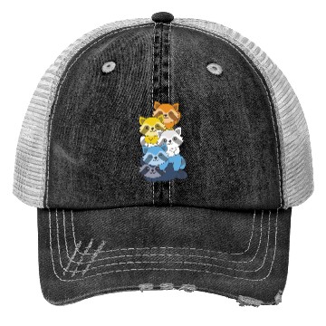 Discover Aroace Flag Pride Lgbtq Cute Raccoon Stack Trucker Hats