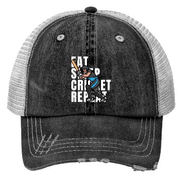 Discover Eat Sleep Cricket Repeat Trucker Hats