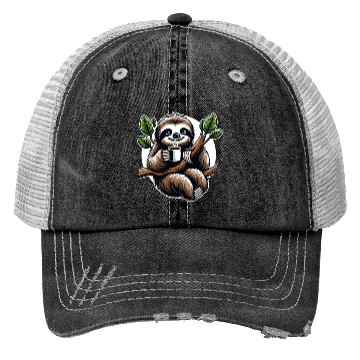 Discover Relaxing Sloth Coffee Lover Fun for a Sloth Trucker Hats