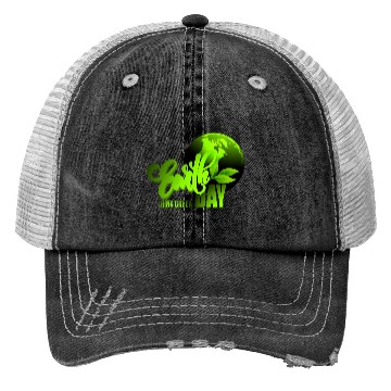 Discover Earth day black bg Trucker Hats