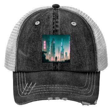 Discover Cyberpunk Cityscape Trucker Hats