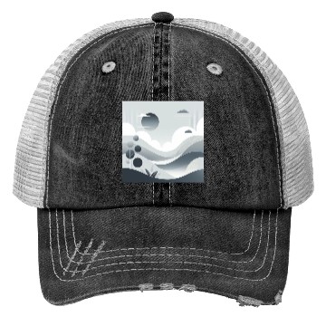 Discover "Tranquil Monochrome Horizon" Trucker Hats