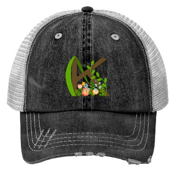 Discover Capital letter K monogram and wildflowers Trucker Hats