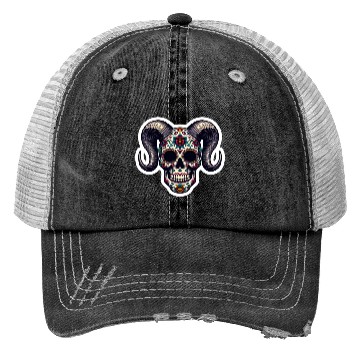 Discover Enchanted Horns: Sugar Skull- Sugar Skull Trucker Hats