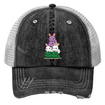 Discover Bunnies Genderqueer Flag Pride Month Cute Bunny Trucker Hats