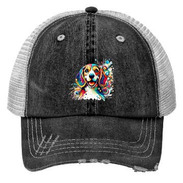 Discover Сheerful abstract beagle Trucker Hats