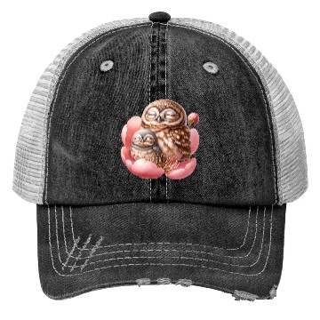 Discover Owls Sleeping In Flower Trucker Hats