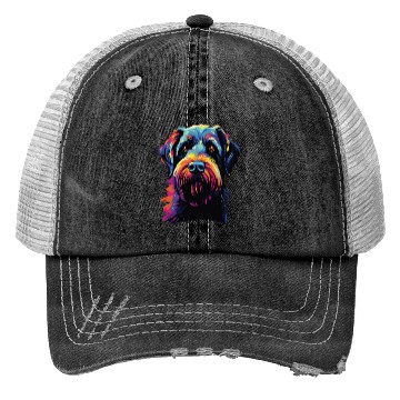 Discover Watercolor Colorful Giant Schnauzer Trucker Hats