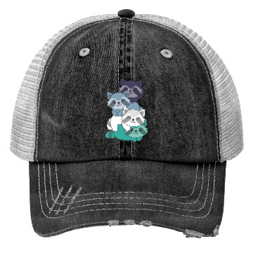 Discover Oriented Aroace Flag Pride Lgbtq Cute Raccoon Trucker Hats