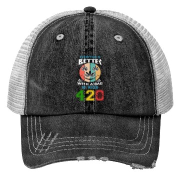 Discover Comic 420 Better Herb Weed Marijuana Design Trucker Hats