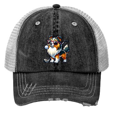Discover Shetland Sheepdog Golfer Golf Course Dog Owner Trucker Hats