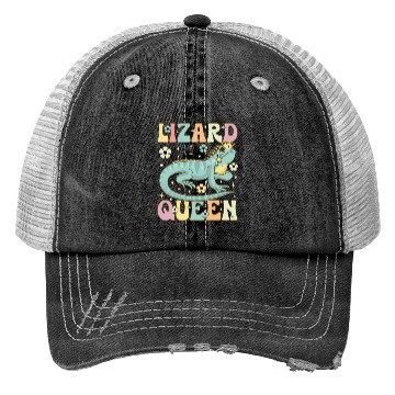 Discover Lizard Queen Groovy Bearded Dragon Lizard Lover Trucker Hats