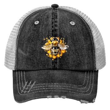 Discover Bee and honeycomb Trucker Hats