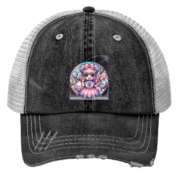 Discover Kawaii Anime Girl's Ice Cream Paradise Sweet Trucker Hats