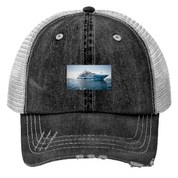 Discover A Ship Sailing On The Blue Ocean Waters Trucker Hats