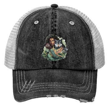 Discover Wildlife Tribal Wolf Owl Turtle Woman for a Trucker Hats