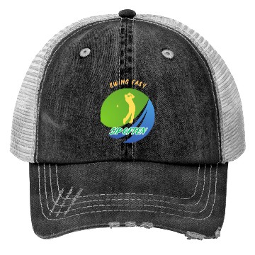 Discover Swing Easy, Sip Often. Funny golf beer Trucker Hats
