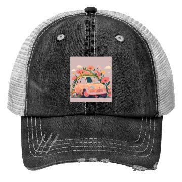 Discover Spring Flower and Old Car Trucker Hats