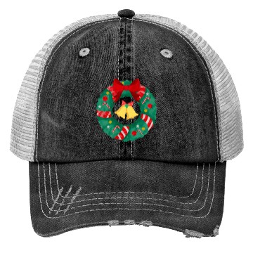Discover Christmas Wreath with Bells Trucker Hats