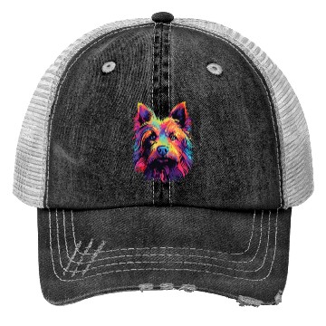 Discover Watercolor Colorful Australian Terrier Trucker Hats