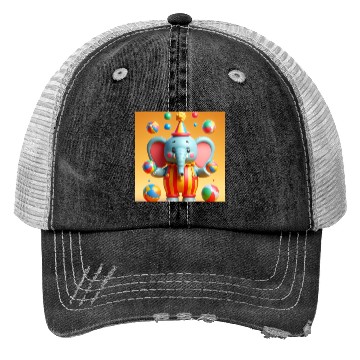 Discover 3D cartoon elephant Trucker Hats