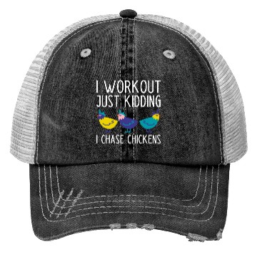 Discover Funny Chasing Chickens Farmer Slogan Trucker Hats