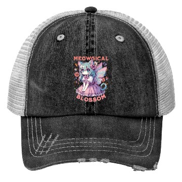 Discover Meowgical Blossom Enchanting Fairycore Cat Fantasy Trucker Hats