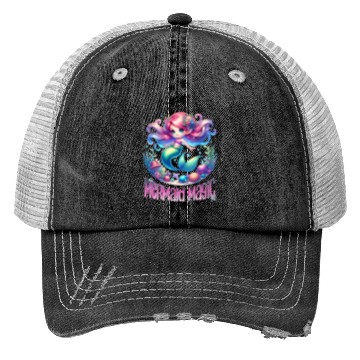 Discover Cute Mermaid Magic Graphic, Colorful Ocean Fantasy Trucker Hats