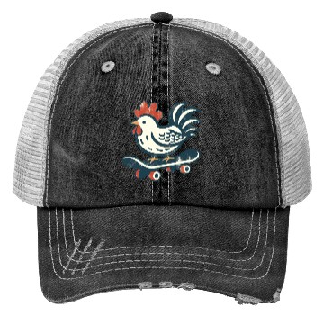 Discover Skateboarding Farm Chicken Trucker Hats
