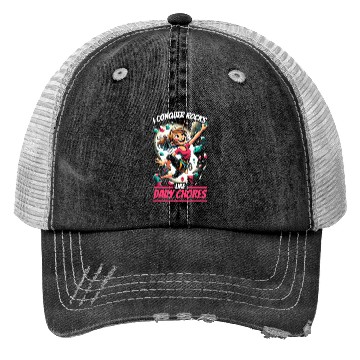 Discover Bouldering Girl Boulderer Rock Climbing Wall Trucker Hats
