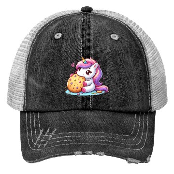 Discover Unicorn Enjoying a Cookie Trucker Hats