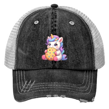 Discover Unicorn Enjoying a Cookie Trucker Hats