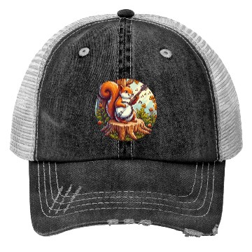 Discover Squirrel Playing Banjo Trucker Hats