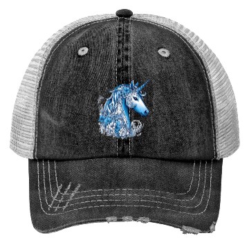 Discover Abstract blue unicorn Trucker Hats