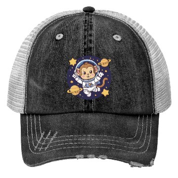 Discover cute monkey floating in space Trucker Hats