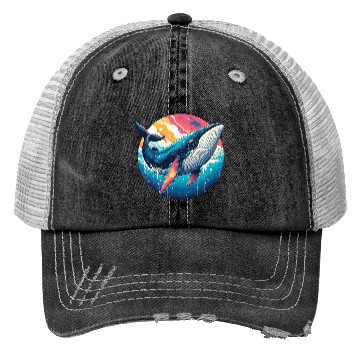 Discover colorful whale Trucker Hats