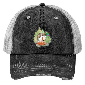 Discover Pilot Fox Sitting On Grass With Tree Forest Trucker Hats