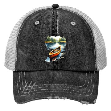 Discover Beautiful Boat on River Trucker Hats