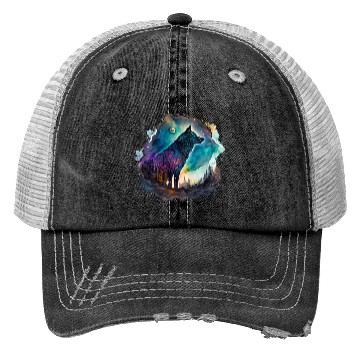 Discover Wolf Print, Cosmic Wolves, Animal Print, Cosmos Trucker Hats