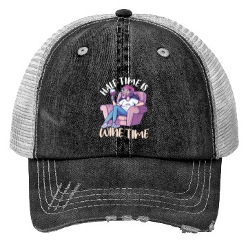 Discover Lacrosse Mom Half-Time is Wine Time Trucker Hats