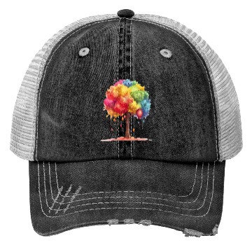 Discover Colorful Dripping Tree Fantasy Trucker Hats