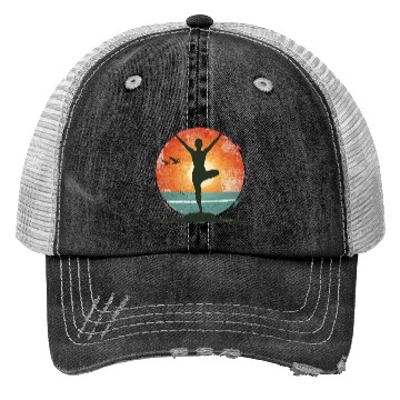 Discover Sunset Yoga Silhouette Peaceful Scene Trucker Hats